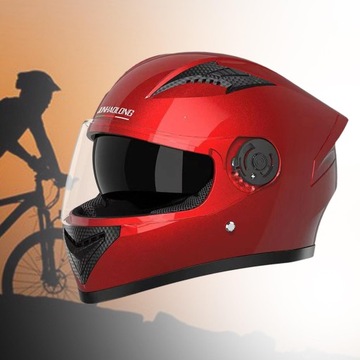 Kask motocyklowy integralny/rower miejski czerwony