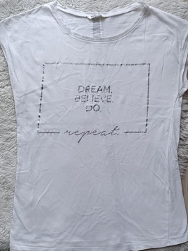 HOUSE biały t-shirt z napisami r S A204