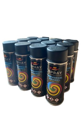 LAKIER 12 szt SPRAY FARBA EMALIA 400ml RAL 9005 CZARNY MAT