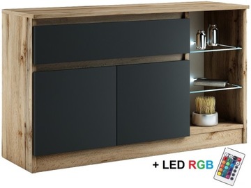 021-067 KOMODA LED2d1s + oświetlenie RGB - WOTAN / CZARNY