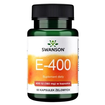 SWANSON WITAMINA E 400IU MŁODOŚĆ ANTYOKSYDACJA UKŁAD KRĄŻENIA 60 kaps