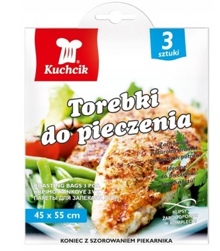 Torebki do pieczenia KUCHCIK 45x55cm 3szt + klipsy