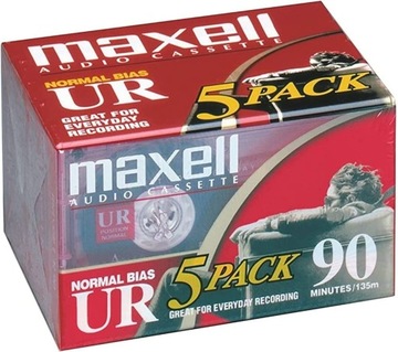 5x NOWA KASETA MAGNETOFONOWA AUDIO CASSETTE maxell NORMAL BIAS UR 90 min
