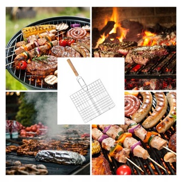 RUSZT DO GRILLA zamykany kosz stal kratka do grillowania ryb warzyw 21x23cm