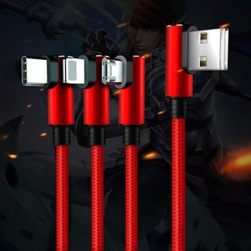 Универсальный USB-адаптер с плетеным проводом 3 в 1 для iPhone Android Type-C