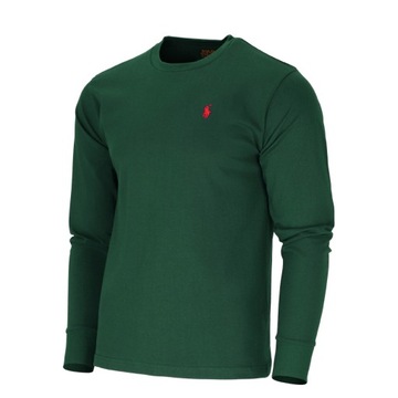 polo ralph lauren longsleeve koszulka męska z długim rękawem zielona