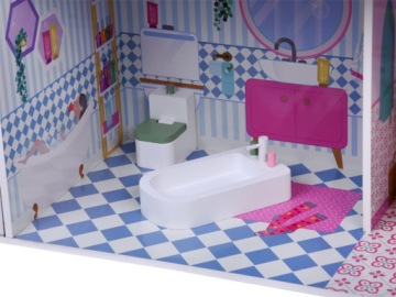 Большой ажурный деревянный дом для кукол + лифт гараж балкон мебель ZA5388