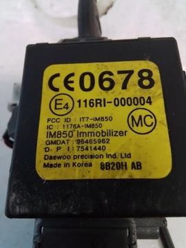 CHEVROLET AVEO KLÍČEK SPÍNACÍ SKŘÍŇKA 96465962