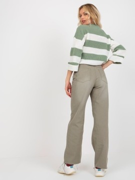 Spodnie jeans z szeroką nogawką wide leg khaki M