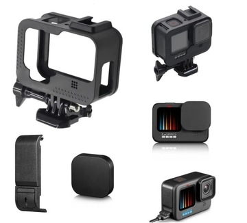 ZESTAW Ramka + Drzwiczki + Dekielek SHOOT dla GOPRO 12 11 10 9 Hero Black