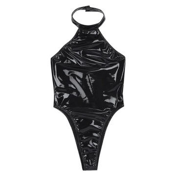 Womens Latex suit Bodysuit Leotard Wet Look Leathe