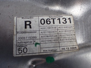 MECHANIZMUS OKNO PRAVÝ ZADNÍ MOTOREK SENZOR NÁRAZY MERCEDES S500 W221