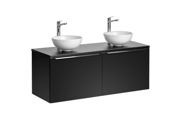 Szafka Łazienkowa Wisząca 2 Umywalki 4 Szuflady 2x Organizer Czarna 120 cm
