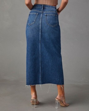 Elegancka Jeansowa Spódnica Z Rozporkiem - Modny A-line Wysokiej Jakości