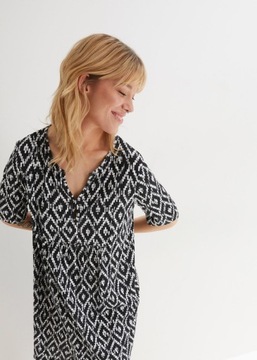 BJ109 ЖЕНСКОЕ КЛАССИЧЕСКОЕ ПЛАТЬЕ BONPRIX С МИДИ-УЗОРОМ 52/54 ЧЕРНОЕ