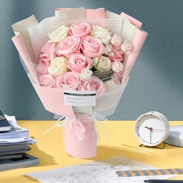 Мыльный букет Flower Box Rose Искусственные цветы в коробке Подарок светло-розовый