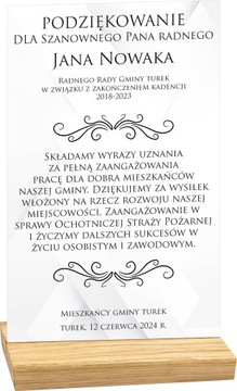 STATUETKA z twoim nadrukiem PODZIĘKOWANIA GRATULACJE TWÓJ TEKST plexi 25 cm
