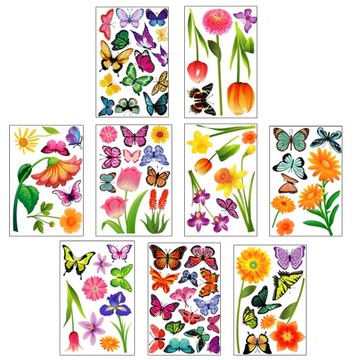 НАКЛЕЙКА БАБОЧКА ЦВЕТОК СТАТИЧЕСКАЯ НАСТЕННАЯ КРЕПЛЕНИЕ К ОКНОМ