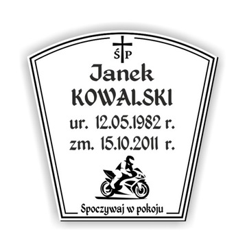 Табличка могильный крест Надгробие 20х20 МОТОЦИКЛИСТ