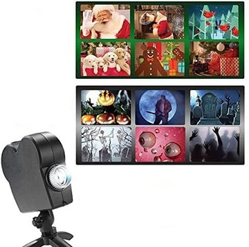 СВЕТОДИОДНЫЙ ПРОЕКТОР ДЛЯ РОЖДЕСТВЕНСКОГО ДОМА ВОЛНЫ 12 СЛАЙДОВ РОЖДЕСТВЕНСКИЙ ПОДАРОК