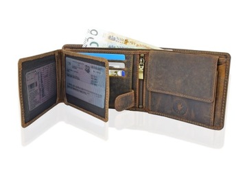 Мужской кожаный кошелек с узором Карп - в подарок