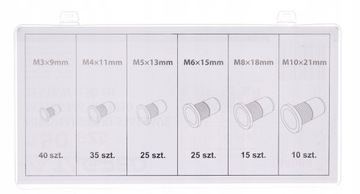 ЗАКЛЕПОЧНЫЕ ГАЙКИ СТАЛЬНЫЕ M3 M4 M5 M6 M8 M10 150 ШТ.