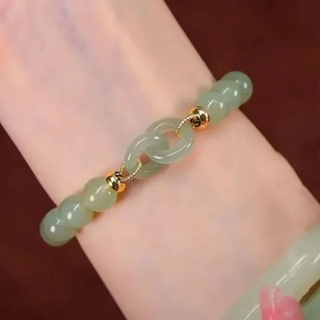 Imitation Hetian Jade Ping An Clasp Bracelet Light Luxury Elegant Hand