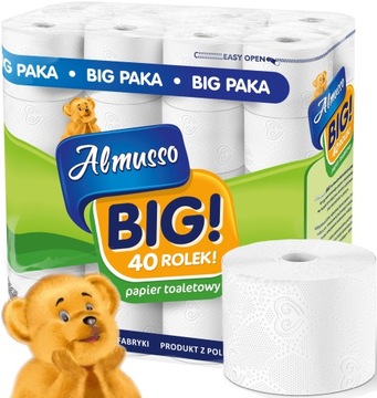 PAPIER TOALETOWY BEZZAPACHOWY ALMUSSO BIG 3 WARSTWY 40 ROLEK