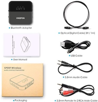 ADAPTER VIKEFON BT 5.0 AUX+S/PDIF Qualcomm aptX HD