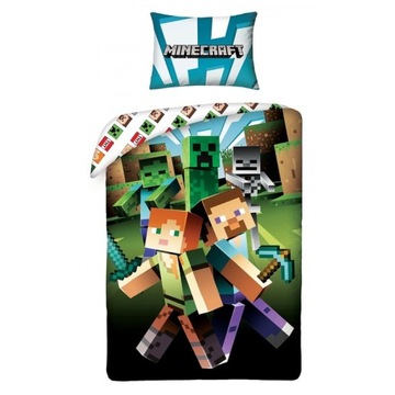 MINECRAFT POŚCIEL 140X200 BAWEŁNA PREZENT DLA FANA