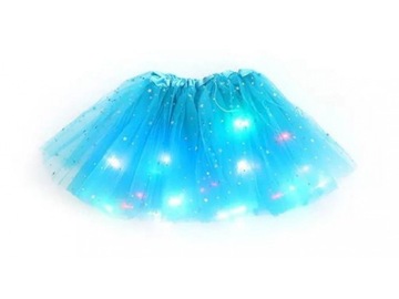 SPÓDNICZKA TIULOWA BROKATOWA- NIEBIESKA świecąca LED
