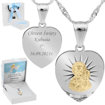 Medalik Serce Matka Częstochowska pr. 925 Grawer