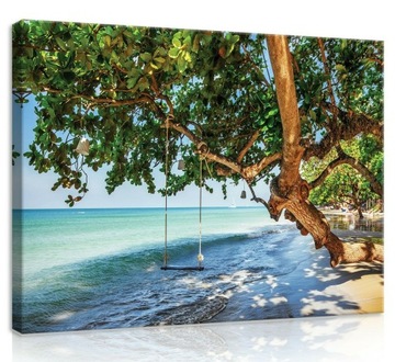 OBRAZ NA PŁÓTNIE CANVAS 100x75 PLAŻA HUŚTAWKA