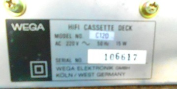 WEGA Model C 120, магнитофон, кассетная дека