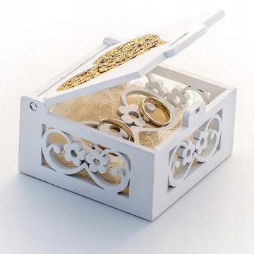 Коробочка для обручальных колец из белого ЗОЛОТА