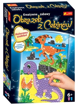 ZESTAW KREATYWNY OBRAZEK CEKINOWY DINO CEKINY