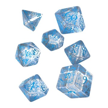 Q workshop Kości RPG Elfickie Przejrzysto-niebieskie