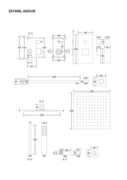 Zestaw prysznic podtynkowy Corsan PL CZARNY Adour