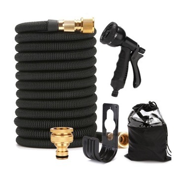 Удлиняемый САДОВЫЙ ШЛАНГ 24М + СОЕДИНИТЕЛИ + ПИСТОЛЕТ