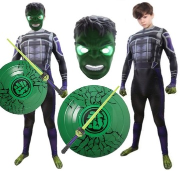 STRÓJ PRZEBRANIE HULK POTWÓR MUTANT ZESTAW NA BAL KARNAWAŁ MIECZ 128/134