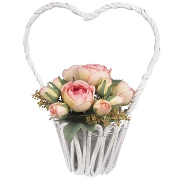 Kosz kwiatowy prezentowy upominkowy w kształcie serca koszyk na Dzień Matki
