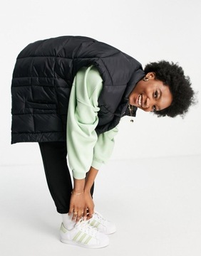 ЖЕНСКИЙ ЧЕРНЫЙ ЖИЛЕТ НА ЛИПУЧКЕ, ПРЯМОЙ, 38 1NMD