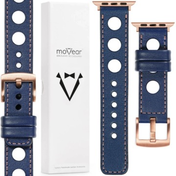Prémiový kožený řemínek pro Apple Watch 42/41/40/38mm Elegantní Polský Movear