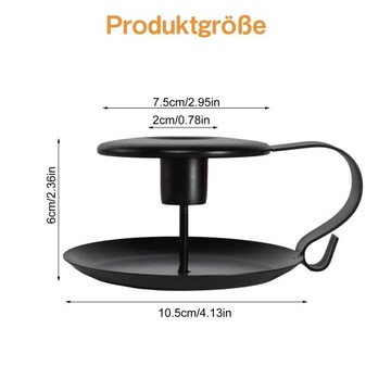 ŚWIECZNIK METALOWY CZARNY Z USZKIEM RUSTYKALNY