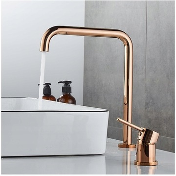 Bateria Wannowa +umywalkowa +Syfon Rose Gold POLER