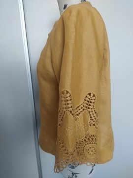 Massimo Dutti koszula lniana z ażurowym haftem M
