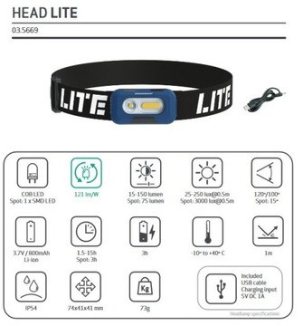 LATARKA CZOŁOWA HEAD LITE 150LM