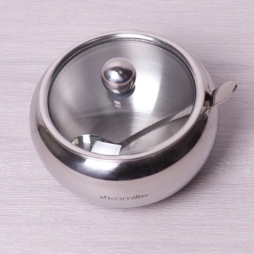 СТАЛЬНАЯ САХАРНИЦА С ЛОЖКОЙ САХАРНИЦА KAMILLE