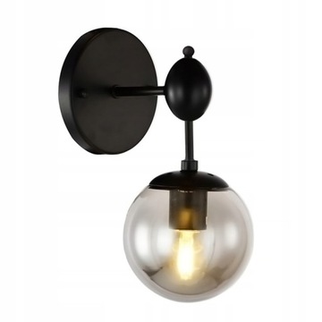 LAMPA ŚCIENNA KINKIET SZKLANA KULA BLACK VINTAGE