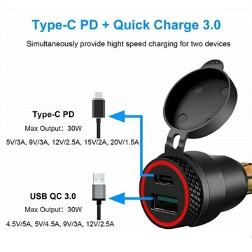 Для мотоцикла Ducati Triumph QC3.0 USB PD зарядное устройство